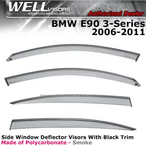WELLvisors 06-11 For BMW E90 Sedan Window Visors Side Rain Deflectors Black - Foto 1 di 10