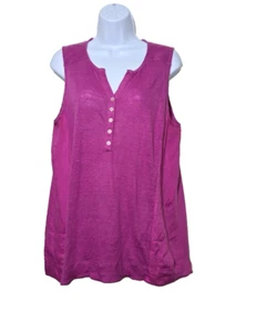 J Jill Love Leinen Damen Gr. M Petite Pink Leinen Ärmel Top Knöpfe V-Ausschnitt - Bild 1 von 12