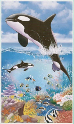 UNDER SEA Scene Setter LUAU party wall  door poster decoration whale fish beach - Image 1 of 2