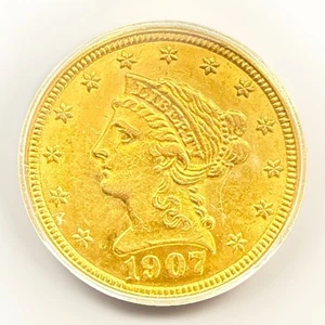 1907 P MS62 Gold Liberty Head 2,5 $ Münze Quarter Eagle ICG MS 62 BU UNC MIT GLANZ - Bild 1 von 13
