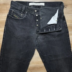 Diesel Jeans Men 32 Black Saddle Relaxed Tapered Baggy Made Italy Hemmed 28" Y2K - Picture 1 of 12