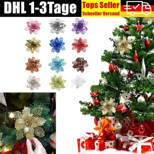 Weihnachtsstern Dekor Glitzer Blumen Baum Hängende Party-Xmas Christbaumschmuck. - Bild 1 von 24