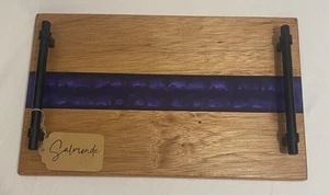 Handcrafted Charcuterie Board Wood & Resin Stripe Board 14” x 8.75” NWT - Picture 1 of 8