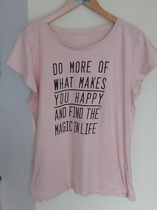 T shirt mit Aufschrift und leichtem Glitzereffekt Größe 42 XL Rosa/Beige Top!! - Bild 1 von 4