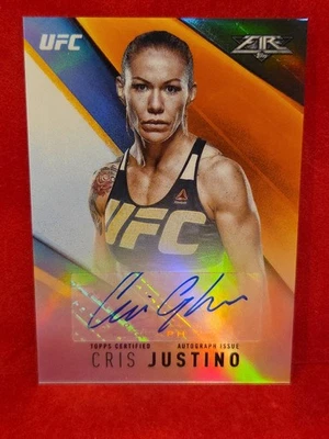 CRIS JUSTINO 2017 TOPPS UFC FIRE BLUE FLAME AUTO # /5 RARE SP - Image 1 of 4