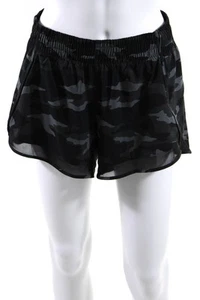 Athleta Womens Mesh Racer Runner Camouflage Print Athletic Shorts Black Size XS - Picture 1 of 6