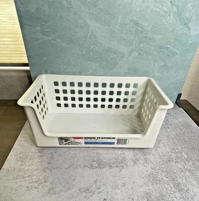 Vintage 1994 Rubbermaid Slide 'n stack cesta #5582 branca 1 pé 2 pol x 8 pol x 5,8 pol - Imagem 1 de 4