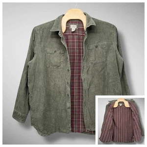 L.L. Bean Corduroy Shirt Mens XXL Flannel Lined Shacket Olive Green Long Sleeve - Picture 1 of 8
