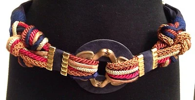 Cinturón de cuerda CAROLYN TANNER DESIGN INC AÑOS 80 náutico azul dorado rojo Atlanta GA ¡EE. UU.!! Foto 1 de 4
