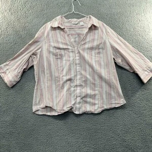 Lee Riders Button Shirt Womens Plus 3X Striped Western Down up Casual - Picture 1 of 10