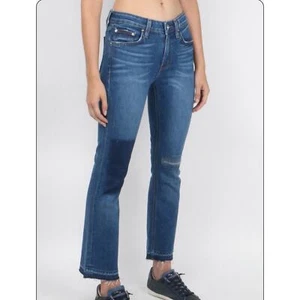 Derek Lam 10 Crosby - Gr. 26 BLAU GIA MID-RISE CROPPED FLARE DENIM JEANS PATCHWORK - Bild 1 von 16