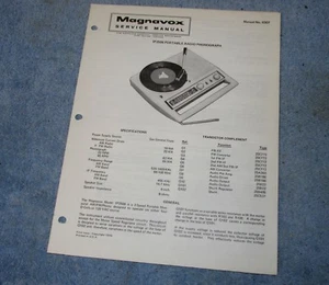 Vtg Orig Portable Radio Phonograph 1P2506 MAGNAVOX Service Manual No. 6307 J0770 - Picture 1 of 2