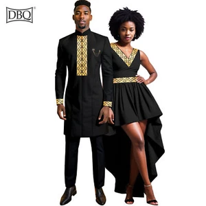 Afrikanisches Paar Hochzeitskleidung Männer Blazer Hosenanzug ärmellos Frauen Maxikleid - Bild 1 von 19