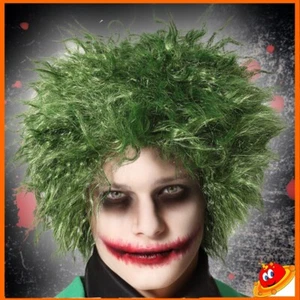 TRAVESTIMENTO CARNEVALE HALLOWEEN PARRUCCA VERDE CLOWN GIULLARE JOKER - Imagen 1 de 1