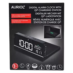 Auriol Digitaler Wecker mit kabelloser Qi Handy Smartphone Ladefunktion Neu - Bild 1 von 4