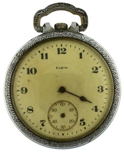 Elgin 16s 17J Grade 387 Modell 7 Klasse 110 silberfarben Taschenuhr 1921 - Bild 1 von 9