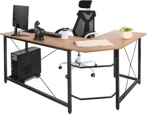 L-förmiger Computertisch Arbeitstisch Eckschreibtisch Bürotisch Tisch Eichenholz - Bild 1 von 6