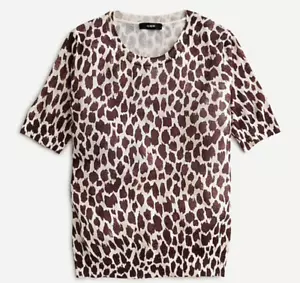 J CREW Jersey Manga Corta Mezcla Seda Estampado Jirafa Artículo AM707 - Imagen 1 de 1