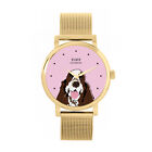 Toff London TLWS-19028 Ladies Brown And White Cocker Spaniel Dog Head Watch