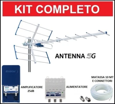 Kit Antenna TV DVB-T2 UHF Esterna Digitale Terrestre Con Amplificatore da Palo £ - Immagine 1 di 4
