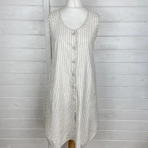 CREA CONCEPT White Beige Balloon Dress Size 12 Linen Blend Pockets Small Flaw - Picture 1 of 12