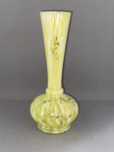 FRANZ WELZ BOHEMIAN YELLOW / LEMON WHITE SPATTER SPLATTER GLASS VASE - Picture 1 of 9