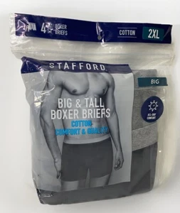NEW Stafford 4 Pack Boxer Briefs Cotton Knit Men’s XXL Big & Tall Black Gray 2XL - Picture 1 of 3