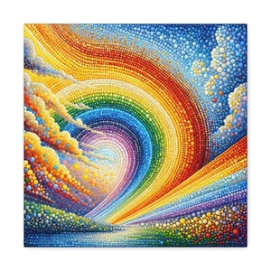 Canvas Gallery Wrap Home Wall Art Decor Ridiculous Rainbow Pointillism Art - Picture 1 of 21