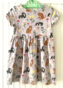 Mini Boden Short Sleeve Jersey Cat Dress Girls 4-5 Years Light Purple Cotton - Picture 1 of 7