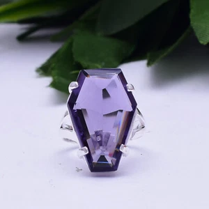 Belleza Africano Gema Amatista 925 Plata de Ley Hecho a Mano Anillo Todo Talla - Imagen 1 de 5