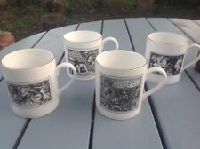 Four Different Royal Mail China Mugs - Black & White Postage Stamps