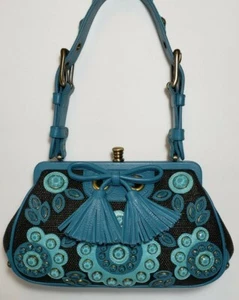 ISABELLA FIORE SET IN STONE TORI JEWEL EMBELLISHED FLORAL APPLIQUE HANDBAG $325 - Picture 1 of 12