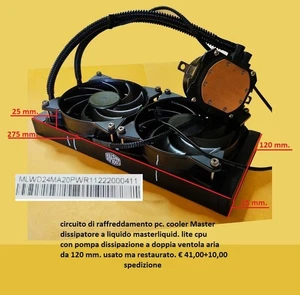 CIRCUITO DI RAFFREDDAMENDO CPU AM4,COOLER- MASTER MASTERLIQUID, LITE. VEDI FOTO - Foto 1 di 2