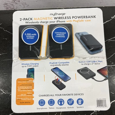 2-Pack myCharge 5000mAh Magnetic Wireless PowerBank +27 Hours - Image 1 of 3
