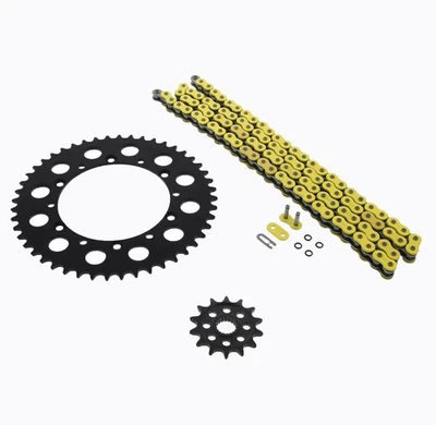 Kawasaki KX250F 250 F 2006-2014 cadena de junta tórica amarilla y piñón negro 14/48 114 L Foto 1 de 4
