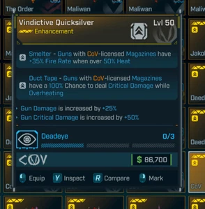 Borderlands 4 ⭐VINDICTIVE QUICKSILVER POTENZIAMENTO⭐COV⭐DANNI DA PISTOLA, GUN CRI DMG - Foto 1 di 1
