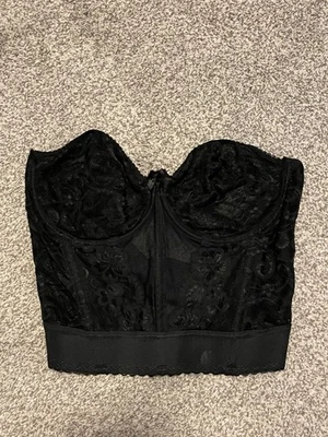 Sujetador vintage Goddess Longline Bustier para mujer 36DD negro encaje sin tirantes EE. UU. 688 Foto 1 de 4