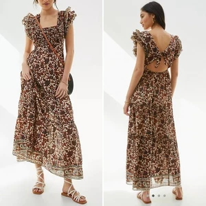 LOVE THE LABEL Anthropologie Mirabelle Maxikleid mit Rüschen braun geblümt Gr. M Neu mit Etikett - Bild 1 von 13