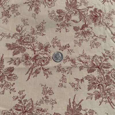 Tela Floral Algodón Rojo Profundo sobre Beige 52" x 44" Marcus Bros Faye Burgos Foto 1 de 4