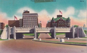 Postcard TX Dallas Texas Triple Underpass to Dealey Plaza 1950 Austin Bridge H33 - Picture 1 of 2