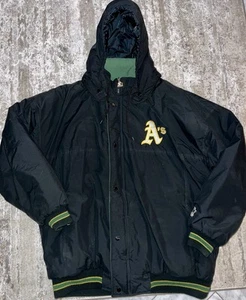 Vtg 90s Oakland Athletics As Starter Puffer Jacket Stomper Snap MLB Baseball 3XL - Picture 1 of 3