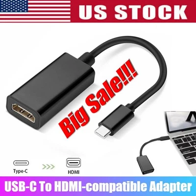 USB-C Type C To HDMI Adapter USB 3.1 Cable For MHL Android Phone Tablet Black - Image 1 of 4