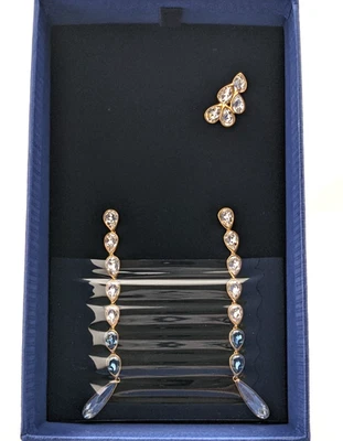 Swarovski GYPSY Pierced Crystal EARRINGS Set Teal 5264975 *Genuine* Mint in Box! - Imagem 1 de 4