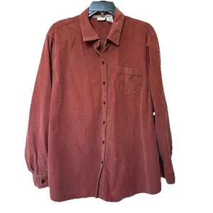 Lee Shirt Women’s 2X Long Sleeve Button Up Corduroy Rust Brown RN#76050 - Picture 1 of 8