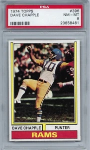 1974 TOPPS # 396 DAVE CHAPPLE ☆SOLO 10 SUPERIORI☆ LOS ANGELES RAMS PSA 8 QUASI NUOVO-MT - Foto 1 di 1