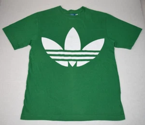 adidas T-Shirt VTG 90s Green with Big White Trefoil T-Shirt Sz S/M excellent - Picture 1 of 11