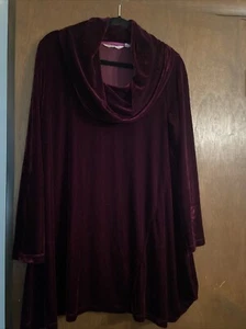 Soft Surroundings Velvet Cowl Neck Asymmetrical Tunic Top Purple Size M - Picture 1 of 6