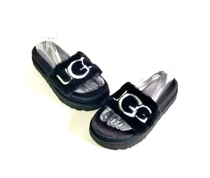 Sandalias UGG para mujer de piel latona negras talla 5 36 plataforma piel de oveja gamuza logotipo - Imagen 1 de 13