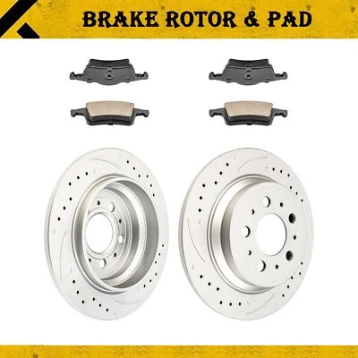 Rear Drilled Solid Brake Rotor & Pad For Volvo S80 1999-06; S60 01-09 34206+D795 - Image 1 of 4