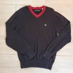 VTG Play Cloths Our Gang V Neck Sweater Black Pullover Mens Sz L Y2K Hip Hop - Picture 1 of 12